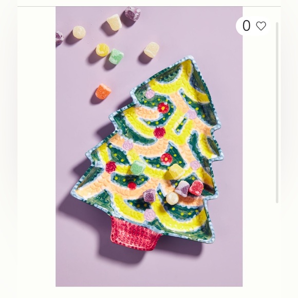 Anthropologie Nathalie Lete Christmas Tree Dessert Plate - Picture 1 of 8